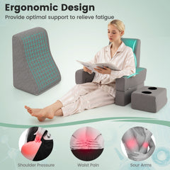 3-Piece Reading Pillow Set Extra Large Lap Desk with Coaster-Gray
