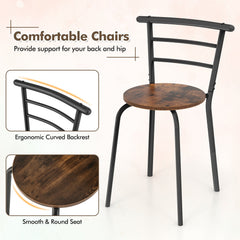 3 pcs Home Kitchen Bistro Pub Dining Table 2 Chairs Set