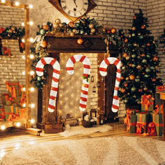 3 Pieces Pre-Lit Candy Canes with 75 LED Lights and Ground Stakes