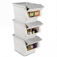 3 Pieces Storage Bins on Wheels Stackable Plastic Boxes with Stay-Open Lid (S)