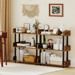 3-Tier Bookshelf with Anti-Tipping Kit and Industrial Storage Unit for Living Room