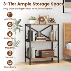 3-Tier Bookshelf with Heavy-Duty Metal Frame