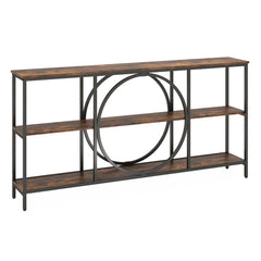 3-Tier Console Table with Faux Marble Top and Storage Shelves for Hallway Living Room
