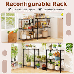 3-Tier Metal Storage Shelving Unit Set of 2 with V-Shaped Wire Rack-Black