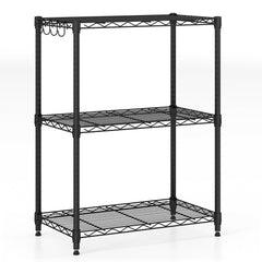 3-Tier Metal Storage Shelving Unit with V-Shaped Wire Rack and 450 LBS Capacity-Black