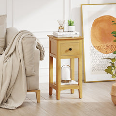 3-Tier Nightstand with Drawer and Open Storage Shelf