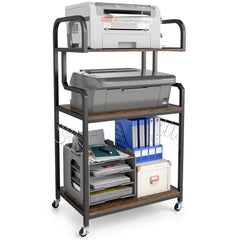 3-Tier Rolling Printer Stand Home Office Large Printer Cart with Storage Shelves