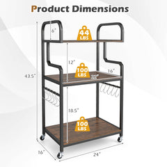 3-Tier Rolling Printer Stand Home Office Large Printer Cart with Storage Shelves
