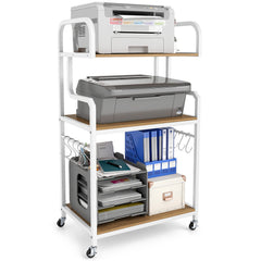 3-Tier Rolling Printer Stand Home Office Large Printer Cart with Storage Shelves