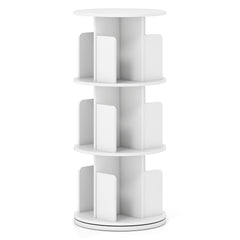 3-Tier Rotating Bookshelf with Dividers and Anti-falling Baffles