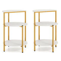 3-Tier Round End Table for Small Space and Bedroom Room