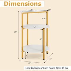 3-Tier Round End Table for Small Space and Bedroom Room