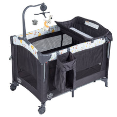 3-in-1 Convertible Portable Baby Playard with Music Box and Wheel and Brakes