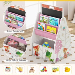 3 in 1 Kids Easel and Play Station Convertible with Chair and Storage Bins