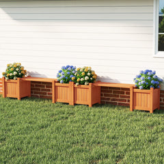 3-in-1 Outdoor Planter Box with Bench 2-Person Outdoor Bench with 2 Side Garden Beds-Orange