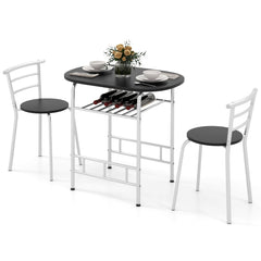 3 pcs Home Kitchen Bistro Pub Dining Table 2 Chairs Set