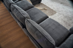 Modern U Shaped 6-Seat Sectional Sofa Couch with Ottoman