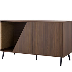 Cat Furniture 2 IN 1 Modern Walnut Cabinet Side Table With Spring-Loaded Door
