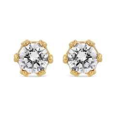 14K White Gold 1/2 Cttw Round Diamond Crown Stud Earring (I-J Color, I1-I2 Clarity)