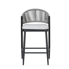 Outdoor 26' Counter Height Metal Frame Counter Stools with Scallop-shaped Backrest & Water-resistant Cushions, Set of