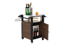 Single Door Outdoor Bar Cart with Stainless Steel Tabletop
