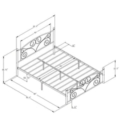 Queen Size Unique Flower Sturdy System Metal Bed Frame with Headboard and Footboard