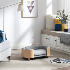 Scandinavian Style Elevated Dog Bed Pet Sofa With Solid Wood Legs