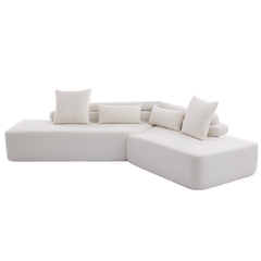 128" Minimalist Cloud Sectional Couch in Beige