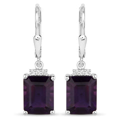 6.63 Carat Genuine Amethyst .925 Sterling Silver Earrings