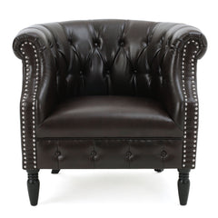 Celestialis Upholstered Club Chair with Tub Design and Rolled Recessed Armrests