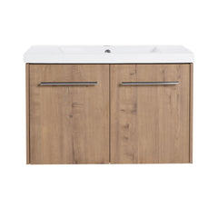 Modern Floating Bathroom Vanity With Resin Sink, Soft Close Doors