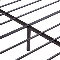 Modern King Size Metal Platform Bed Frame with Wooden Headboard
