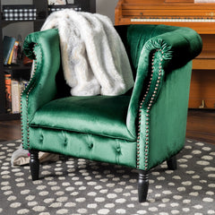 Celestialis Upholstered Club Chair with Tub Design and Rolled Recessed Armrests