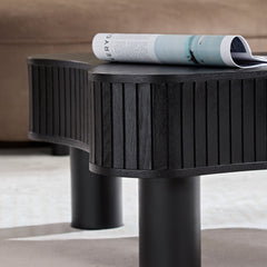 42.52 Inch Modern Wooden Handcraft Drum Coffee Table Black