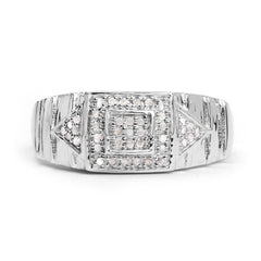 14K White Gold Plated 0.21 Carat Genuine White Diamond .925 Sterling Silver Ring