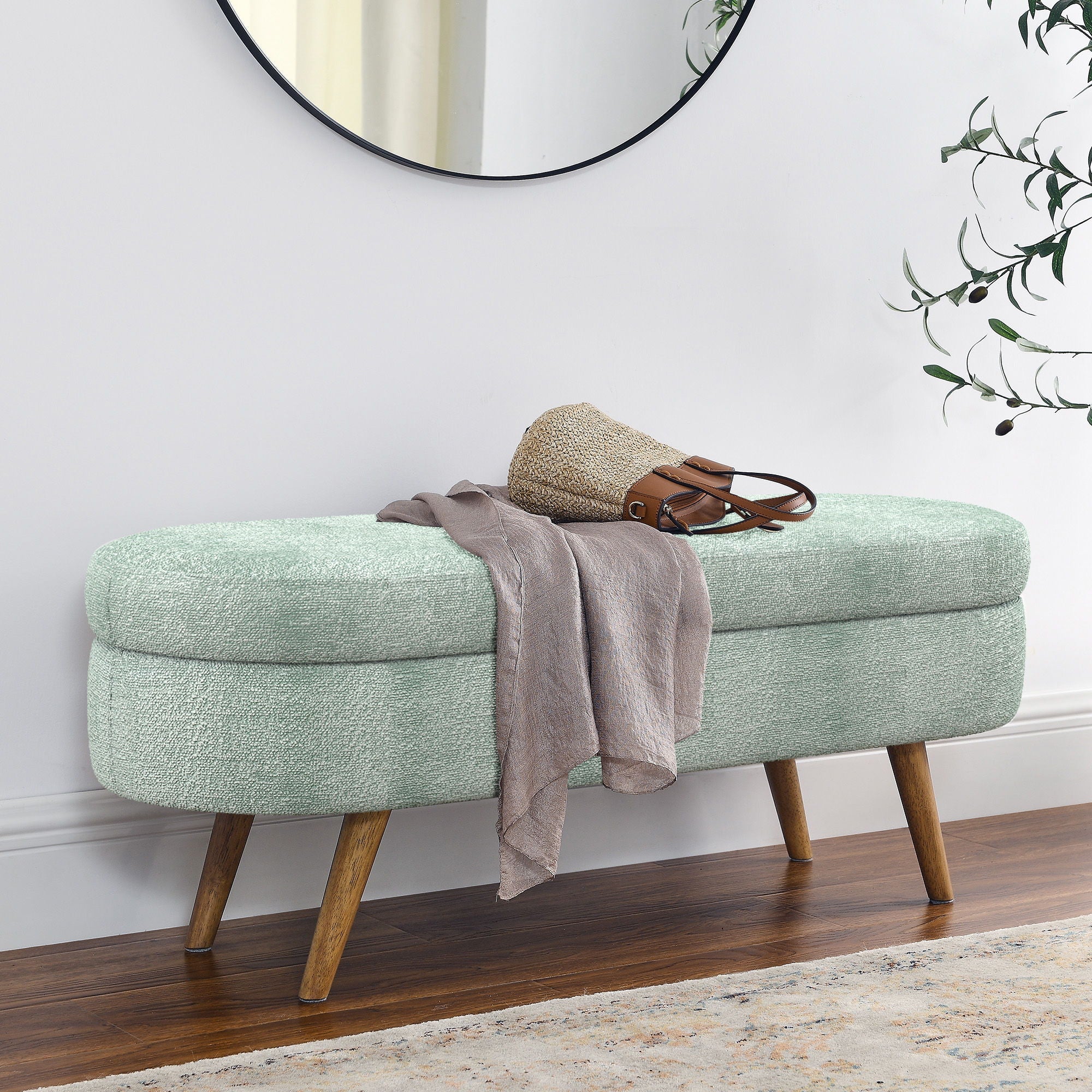 Modern Ottoman Storage Bench Upholstered Seat