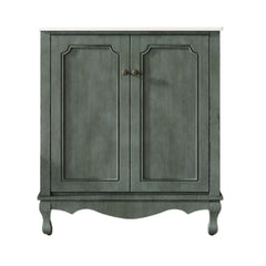 Vintage Bathroom Vanity With Ceramic Sink, Adjustable Shelves