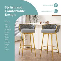 Modern Low Back Upholstered Counter Height Bar Stools (Set of 2)