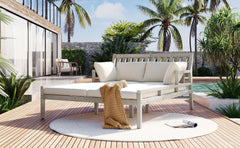 Outdoor Daybed With Four Pillows (Gray+Beige Cushion)