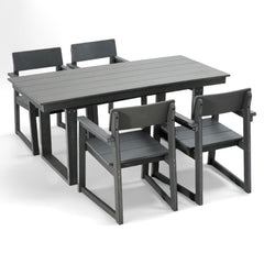 5 Piece Outdoor Dining Set, Table With Umbrella Hole And 4 Armrest Chairs