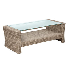 U-Style 4 Piece Outdoor Patio Furniture Set with Ottoman and Cushions