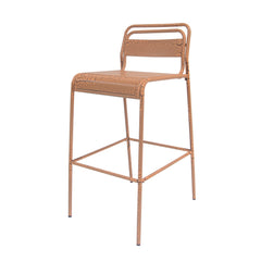 Carmella Outdoor BarStool Set of 2 Iron Slat Design Orange Matte Finish