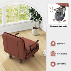 3-in-1 Convertible Sofa Bed with 5-Position Adjustable Backrest and Lumbar Pillow-Brown