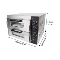 Heavy-Duty 3KW Electric Commercial Stainless Steel Double Deck Pizza Oven (SAK81427)