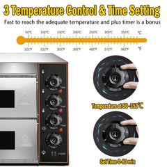 Heavy-Duty 3KW Electric Commercial Stainless Steel Double Deck Pizza Oven (SAK81427)