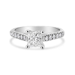 14K White Gold 1 1/5 Cttw 4-Prong Set Princess Diamond Classic Engagement Ring (I1-I2 Color, H-I Clarity) Ring Size 7