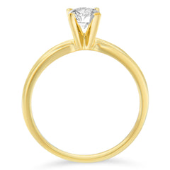 GIA Certified 14K Yellow Gold 1/2 Cttw Diamond Solitaire Engagement Ring (H Color, SI1 Clarity) - Size 6