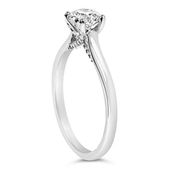 14K White Gold 7/8 Cttw Lab Grown Diamond Solitaire Cathedral Style Engagement Ring (F-G Color, VS1-VS2 Clarity) - Size 5