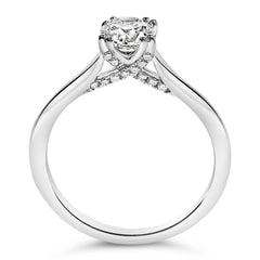 14K White Gold 7/8 Cttw Lab Grown Diamond Solitaire Cathedral Style Engagement Ring (F-G Color, VS1-VS2 Clarity) - Size 5
