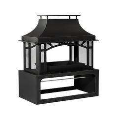 Alora 40-Inch Outdoor Steel Wood-Burning Backyard Fireplace Fire Pit (SAK45758)